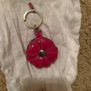 Coach pink flower keychain